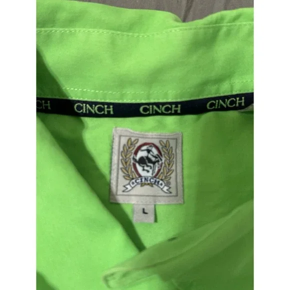 CINCH Shirt Men's Adult Large Green Casual Short Sleeve Button Up Western Cowboy - Picture 4 of 8